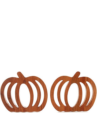 Southern Living Festive Fall Wooden Pumpkin Trivets, Set of 2