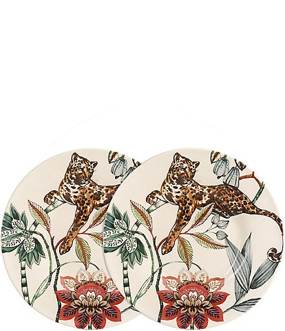 Southern Living Floral Single Jungle Cat Accent Plates, Set of 2