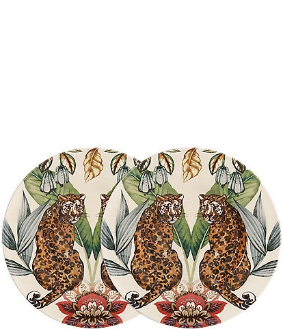 Southern Living Floral Two Jungle Cats Accent Plates, Set of 2