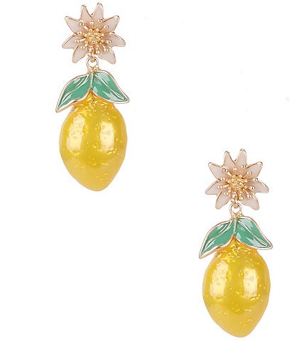 Southern Living Flower Stud Lemon Charm Drop Earrings