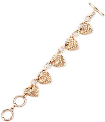 Southern Living Fluted Heart Charm Multi Drop Line Bracelet