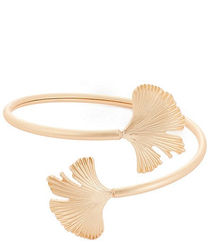 Southern Living Ginkgo Metal Leaf Bypass Wire Cuff Bracelet