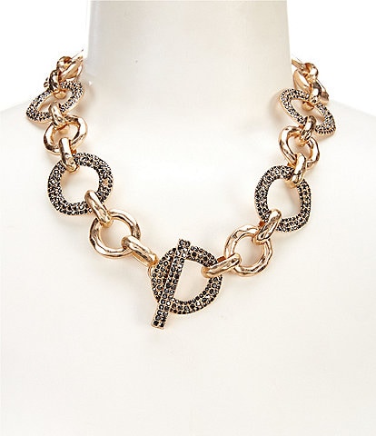 Southern Living Gold and Pave Rhinestone Link Collar Necklace