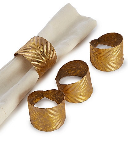 Southern Living Gold Foil Leaf Napkin Rings, Set of 4