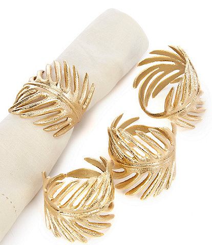 Southern Living Gold Leaf Napkin Rings, Set of 4
