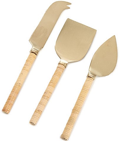 Southern Living Gold Rattan Cheese Tools, Set of 3