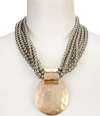 Southern Living Grey Pearl Pendant Statement Necklace