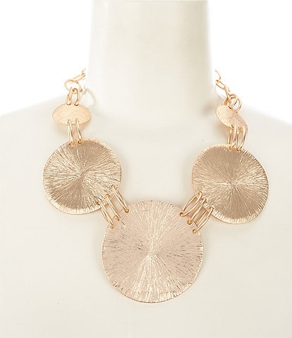 Southern Living Hammered Large Disc Statement Necklace