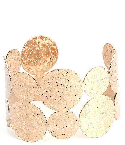 Southern Living Hammered Metal Disc Cuff Bracelet