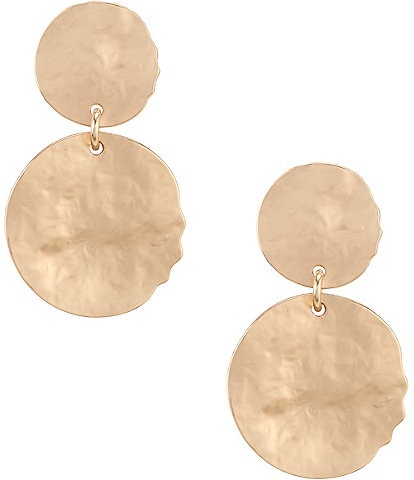 Southern Living Hammered Metal Double Small Disc Drop Earrings