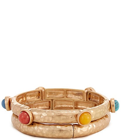 Southern Living Hammered Stone Stretch Bracelet Set