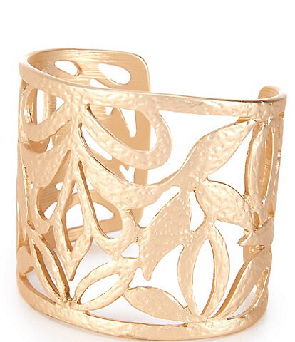 Southern Living Hammered Texture Open Metal Wide Cuff Bracelet