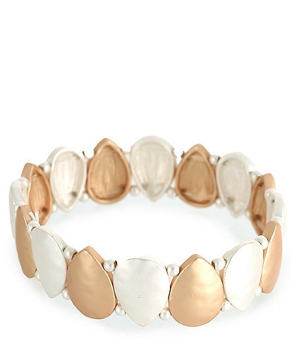 Southern Living Hammered Textured Metal Teardrop Stretch Bracelet