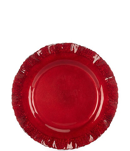 Southern Living Hoiday 13#double; Red Scallop Charger Plates, Set of 2