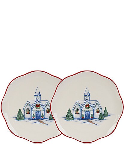 Southern Living Holiday Church Accent Plates, Set of 2