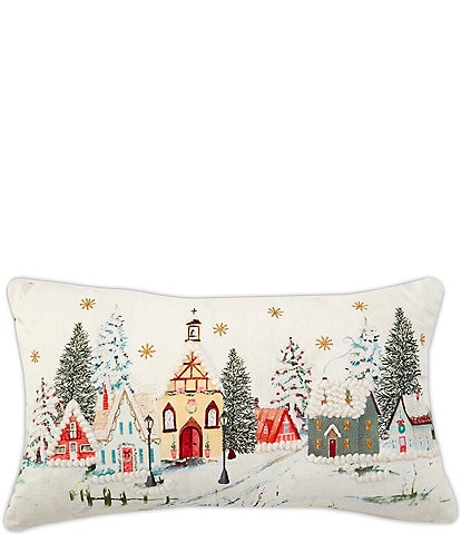 Southern Living Holiday Collection Christmas City Embroidered Bolster Pillow