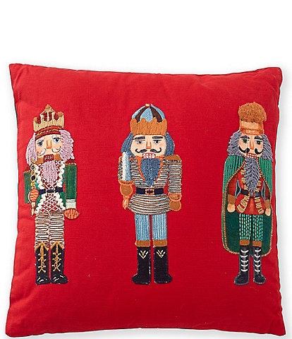 Southern Living Holiday Collection Embroidered Nutcracker Square Pillow