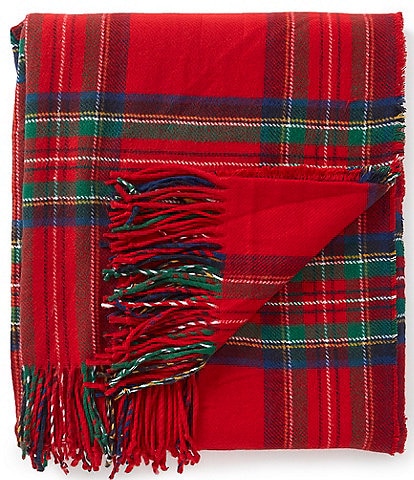 Southern Living Holiday Collection Emory Red Plaid Woven Throw Blanket