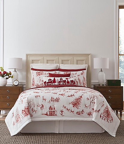 Southern Living Holiday Collection Jovie Christmas Toile Comforter Mini Set