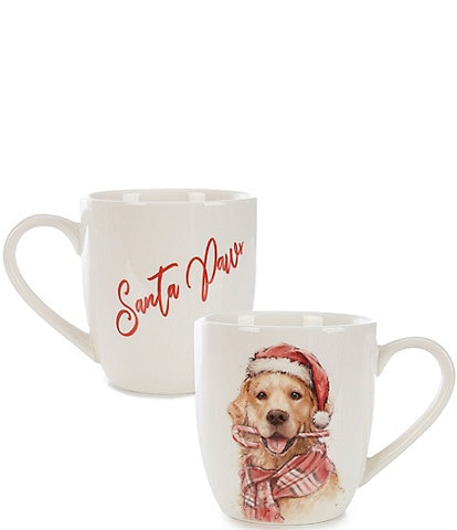 Southern Living Holiday Golden Retriever with Candy Cane Coffee Mugs, Set of 2