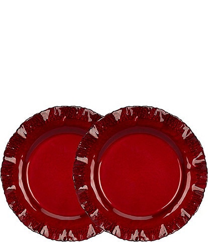 Southern Living Holiday Red Glitter Metallic Chargers, Set of 2