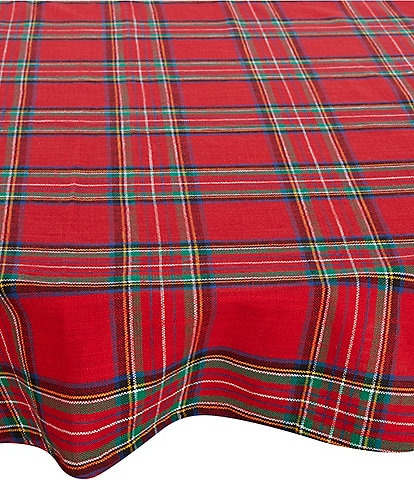 Southern Living Holiday Red Tartan Plaid Round Tablecloth