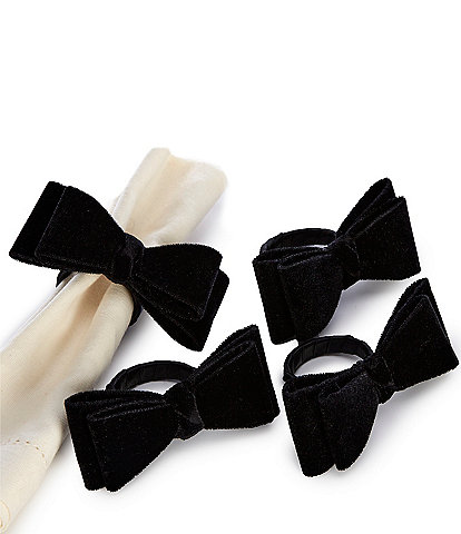 Southern Living Holiday Velvet Bow Napkin Rings, Set of 4