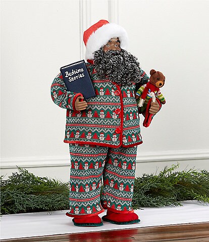 Southern Living Holly Jolly Collection African American Santa in a Snowman Christmas Pajamas Figurine