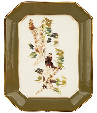 Southern Living Hunting Dogs Rectangular Trinket Glazed Accent Dish