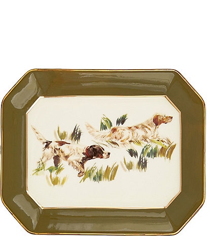 Southern Living Hunting Dogs Rectangular Trinket Glazed Accent Dish
