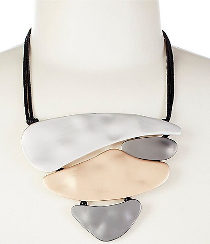 Southern Living Jet Cord Multi Shape Metal Statement Collar Necklace