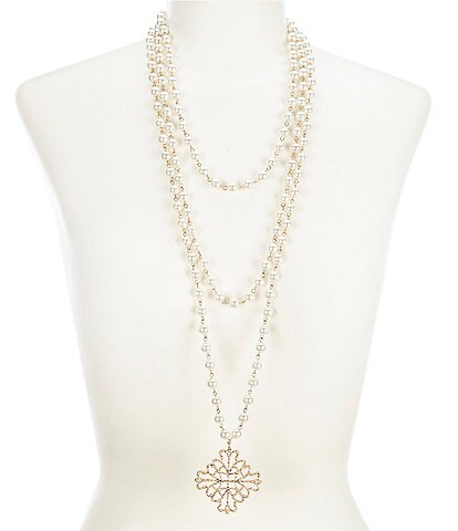 Southern Living Laura Beth Multi Strand Pearl Pendant Necklace