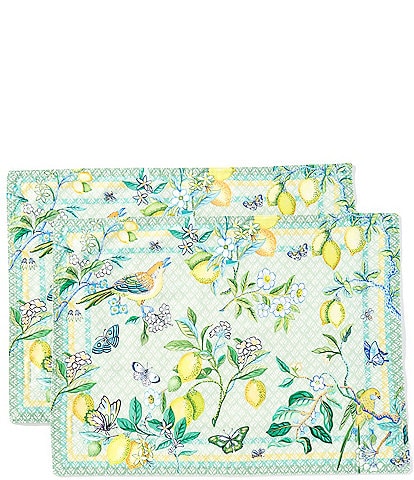 Southern Living Lemon Print Reversible Placemats, Set of 2