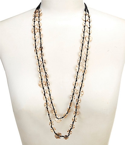 Southern Living Line Textured Multi Disc Station Jet Cord Multi Strand Necklace