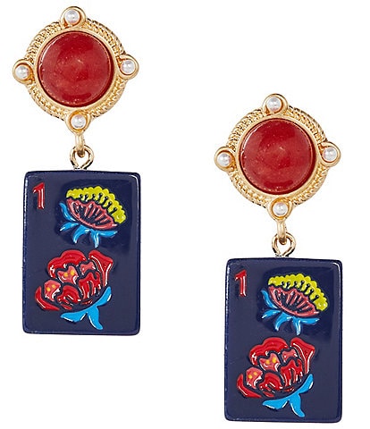 Southern Living Mahjong Tile Resin Statement Drop Earrings