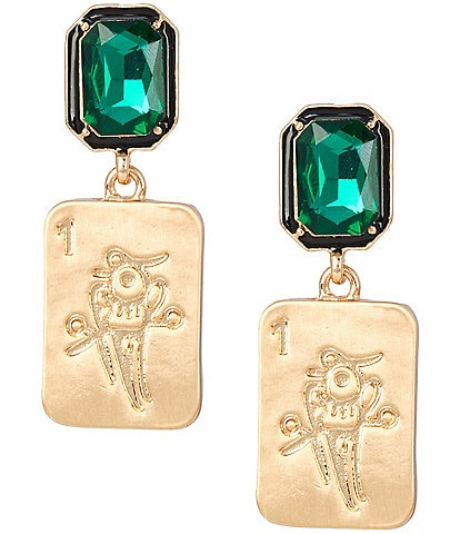 Southern Living Mahjong Tile Square Stone Post Drop Earrings