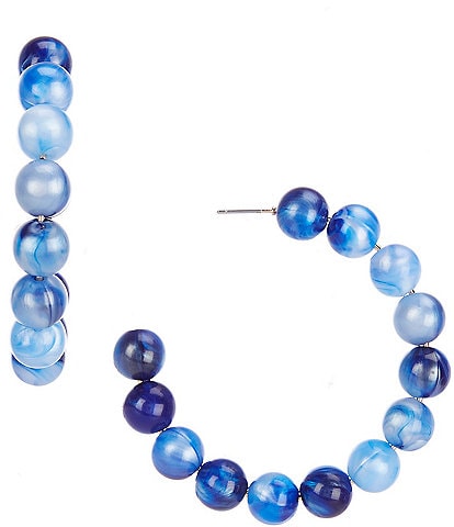 Southern Living Marble Blue Beaded Hoop Earrings