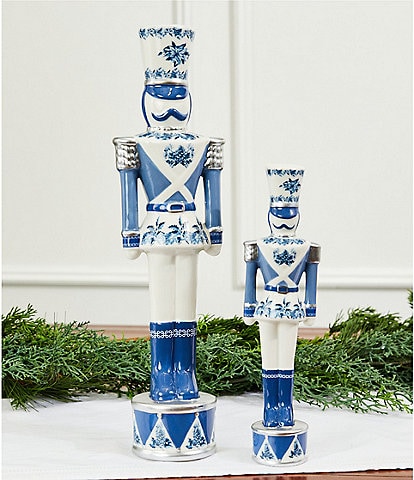 Southern Living Meet Me Under The Mistletoe Collection Blue and White Chinoiserie Ceramic Nutcracker