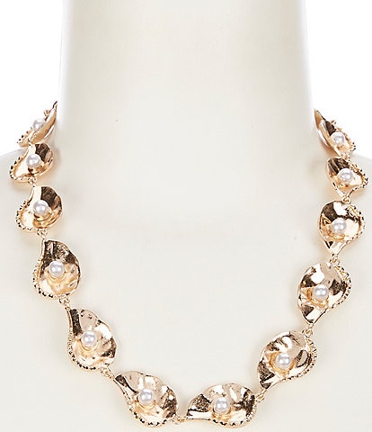 Southern Living Metal Shell with Pearl Collar Necklace