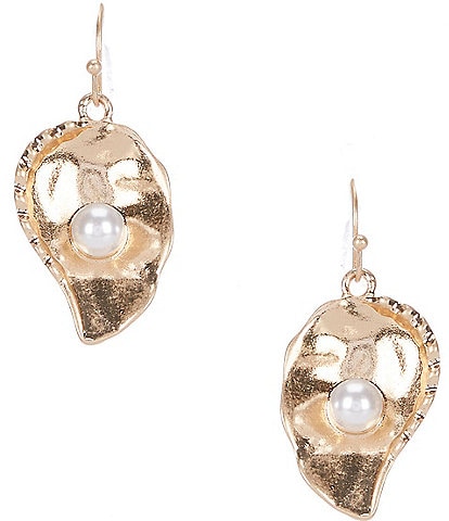 Southern Living Metal Shell with Pearl Drop Earrings