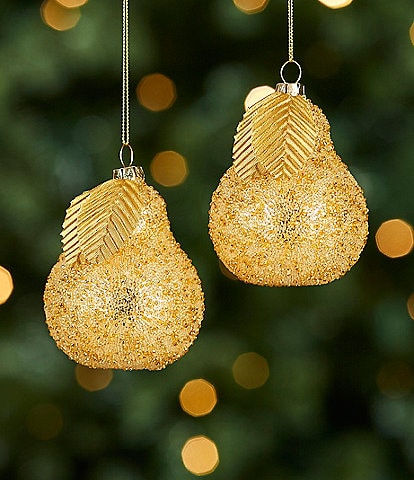 Southern Living Miracle & Wonder Collection Beaded Pear Glass Ornament Set