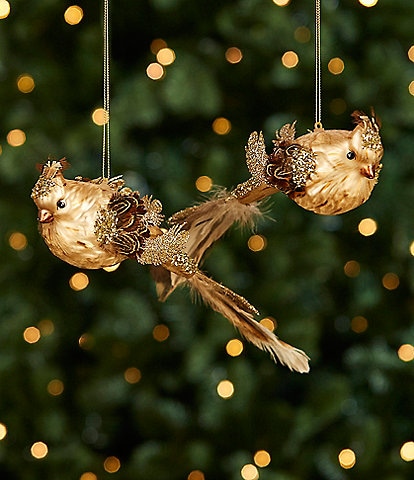 Southern Living Miracle & Wonder Collection Champagne Bird Glass Ornament Set