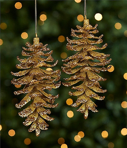 Southern Living Miracle & Wonder Collection Glittered Pinecone Ornament Set