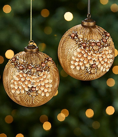 Southern Living Miracle & Wonder Collection Pinecone Ball Ornament Set