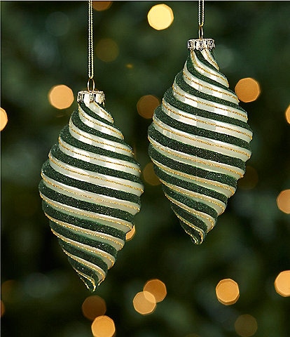 Southern Living Miracle & Wonder Collection Ribbed Finial Glass Ornament Set