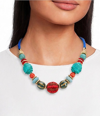 Southern Living Mixed Media Beaded Collar Statement Necklace
