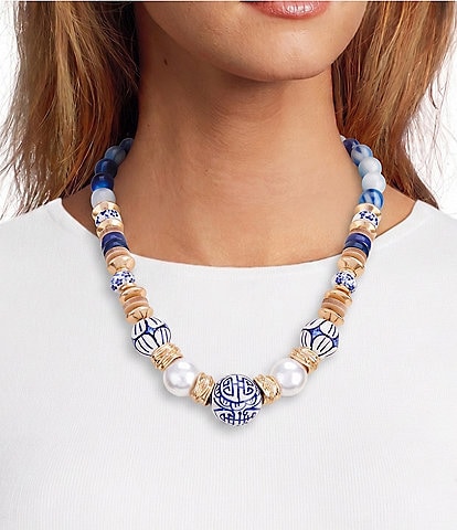 Southern Living Mixed Media Chinoiserie Statement Collar Necklace