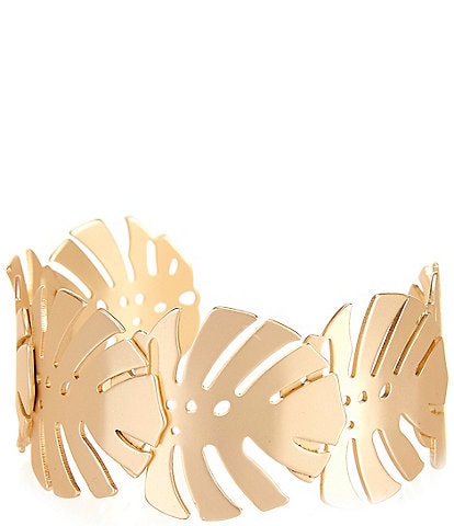 Southern Living Monstera Leaf Metal Cuff Bracelet
