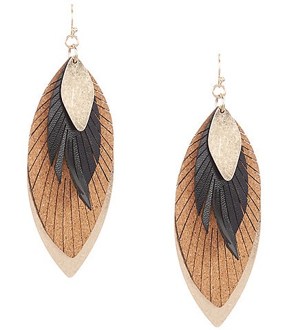 Southern Living Multi Layer Feather Drop Statement Earrings