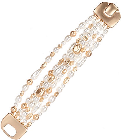 Southern Living Multi Shape Pearl & Bead Multi Row Line Bracelet